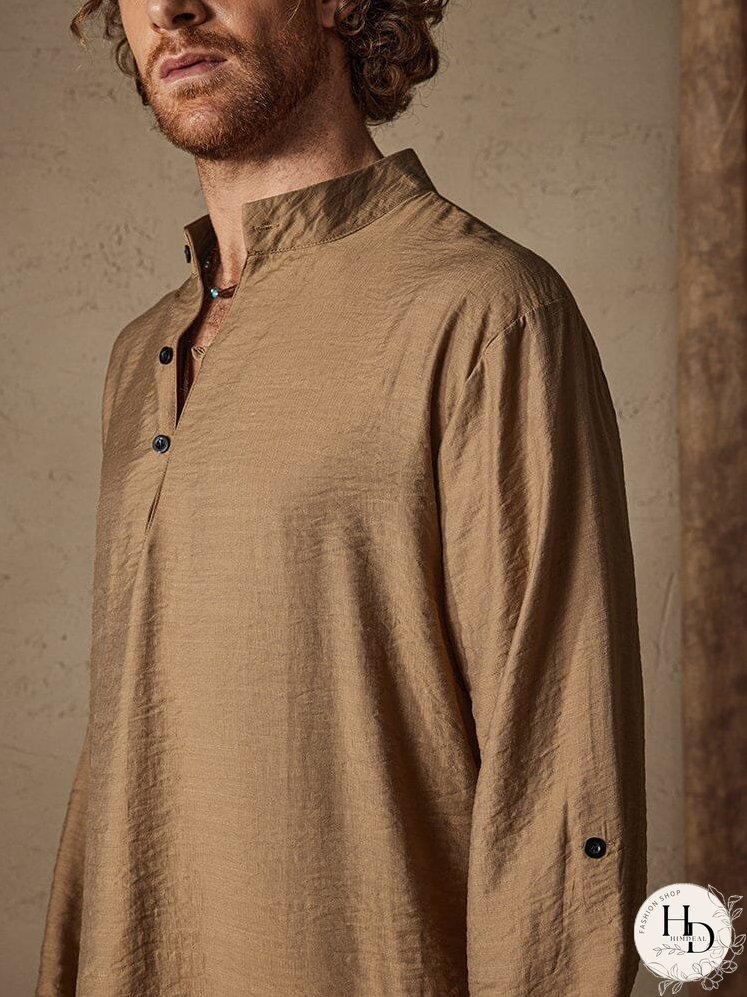 Linen Henry Long Sleeve Beach Shirt