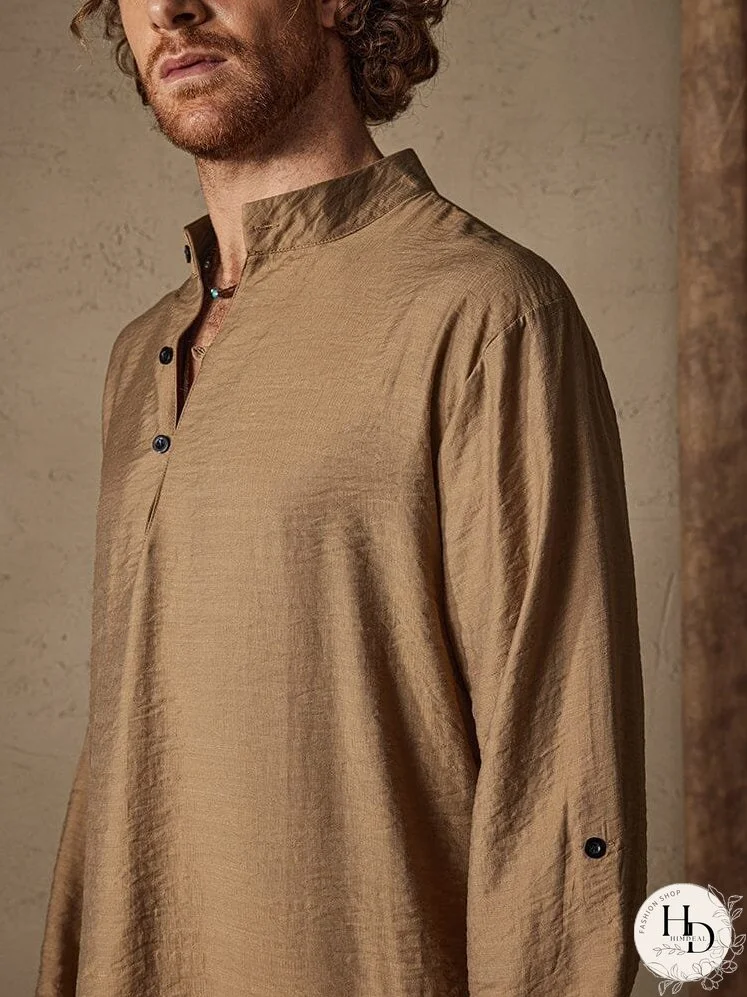 Linen Henry Long Sleeve Beach Shirt