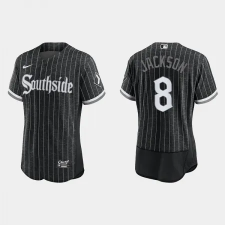 Men's Chicago White Sox #8 Bo Jackson Black 2021 City Connect Flex Base Stitched Jersey