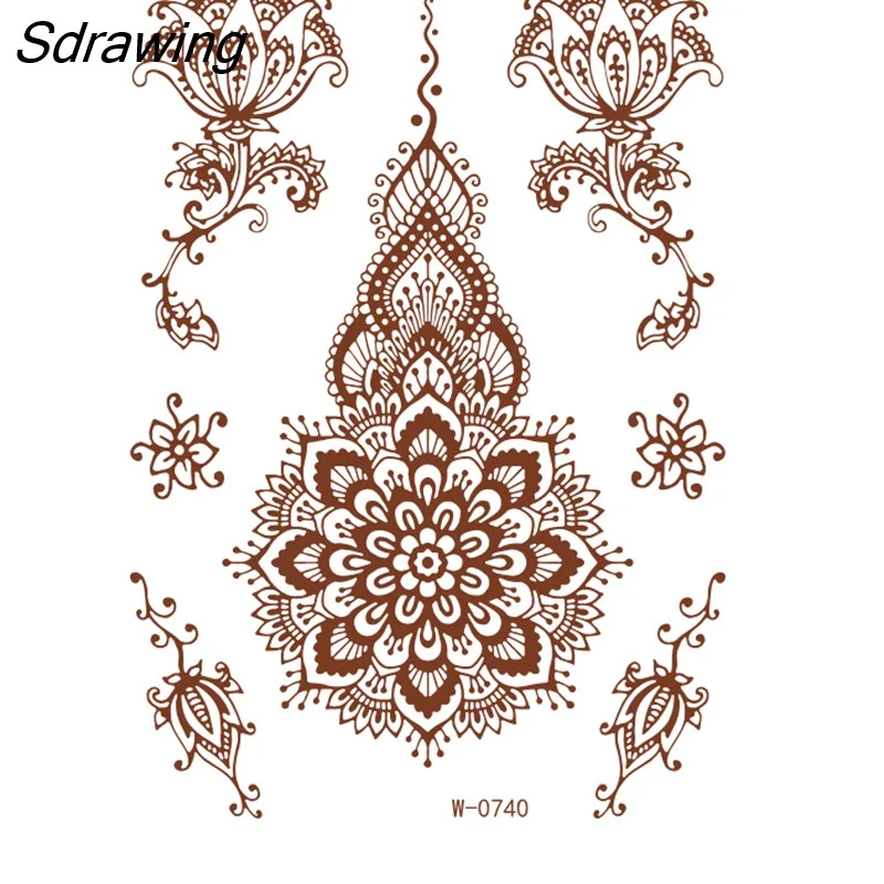 Sdrawing Henna Lace Temporary Tattoo Sticker Butterfly Mehndi Flower Fake Tattoo for Women Feather Flora Sexy Henna Design Stickers