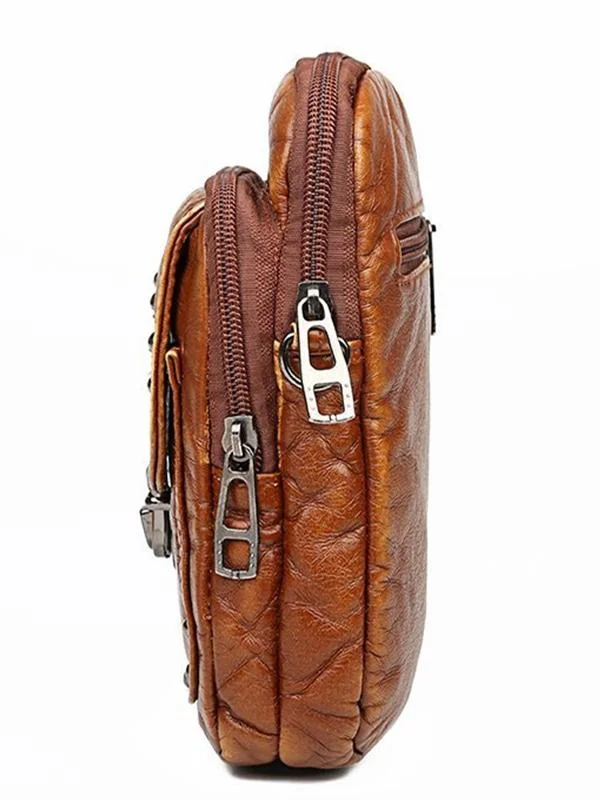 STUDDED WASHED LEATHER MINI CROSSBODY BAG