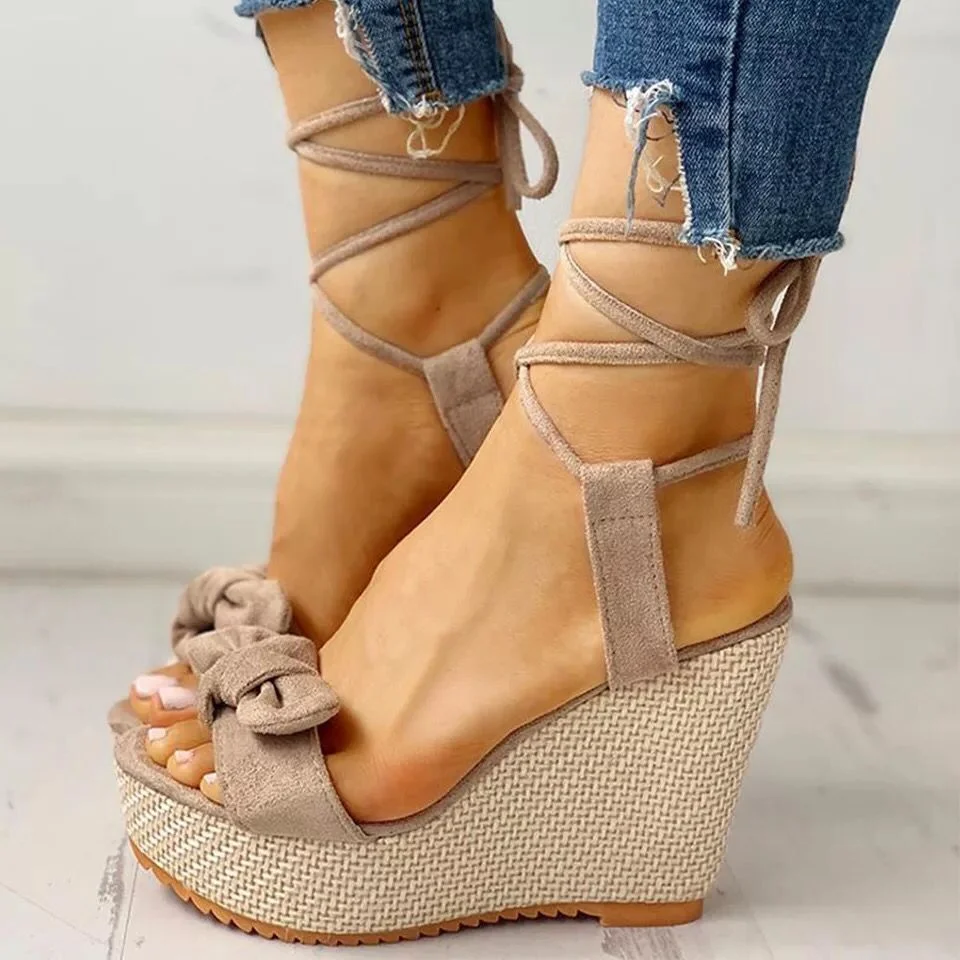 Women's Summer Sandals Woman Wedges Platform Shoes Female Cross Lace Ladies Fashion Elegant Slippers Clog 2021 New 2022