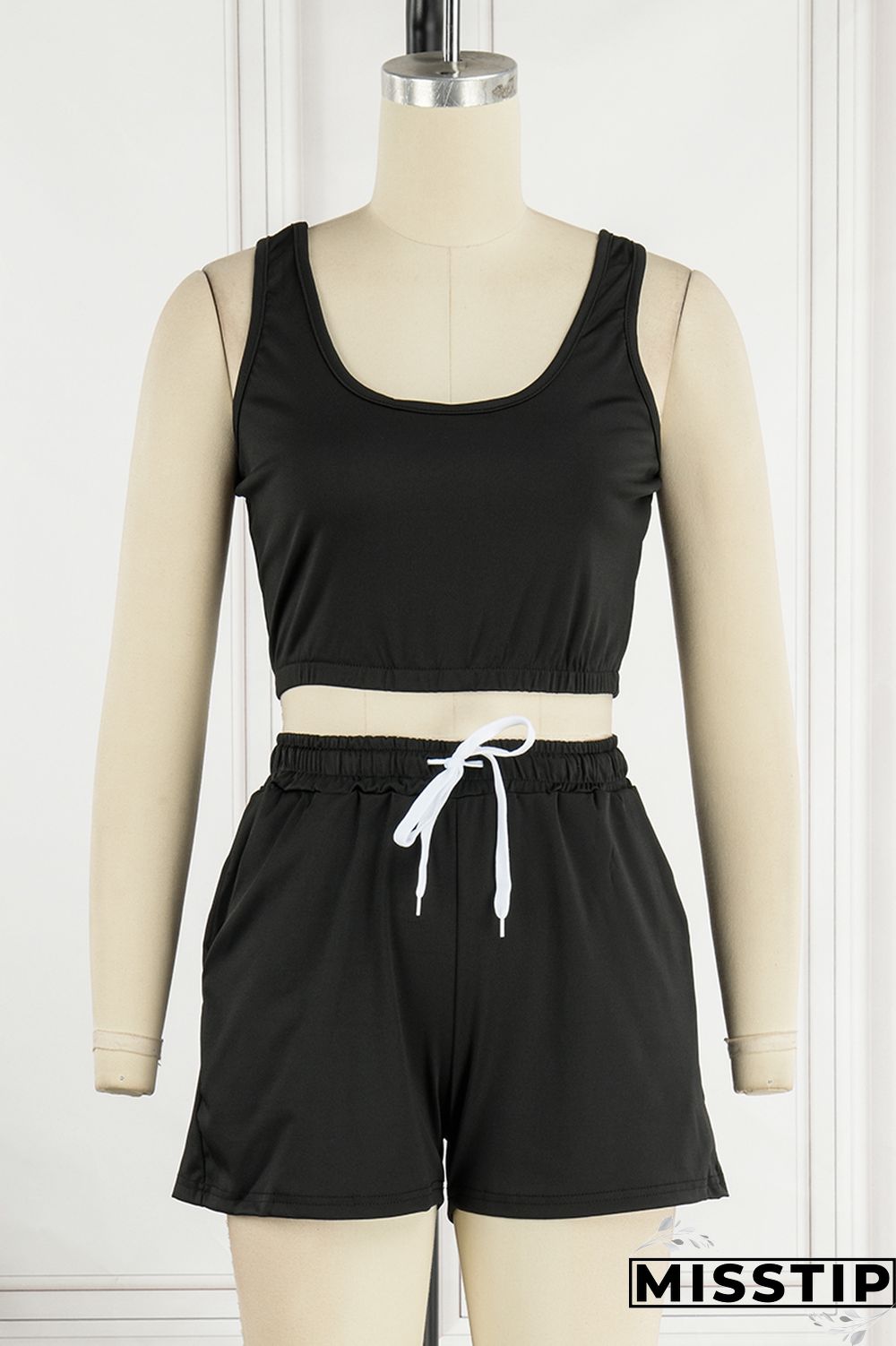 Orange Casual Solid Basic U Neck Sleeveless Two Pieces