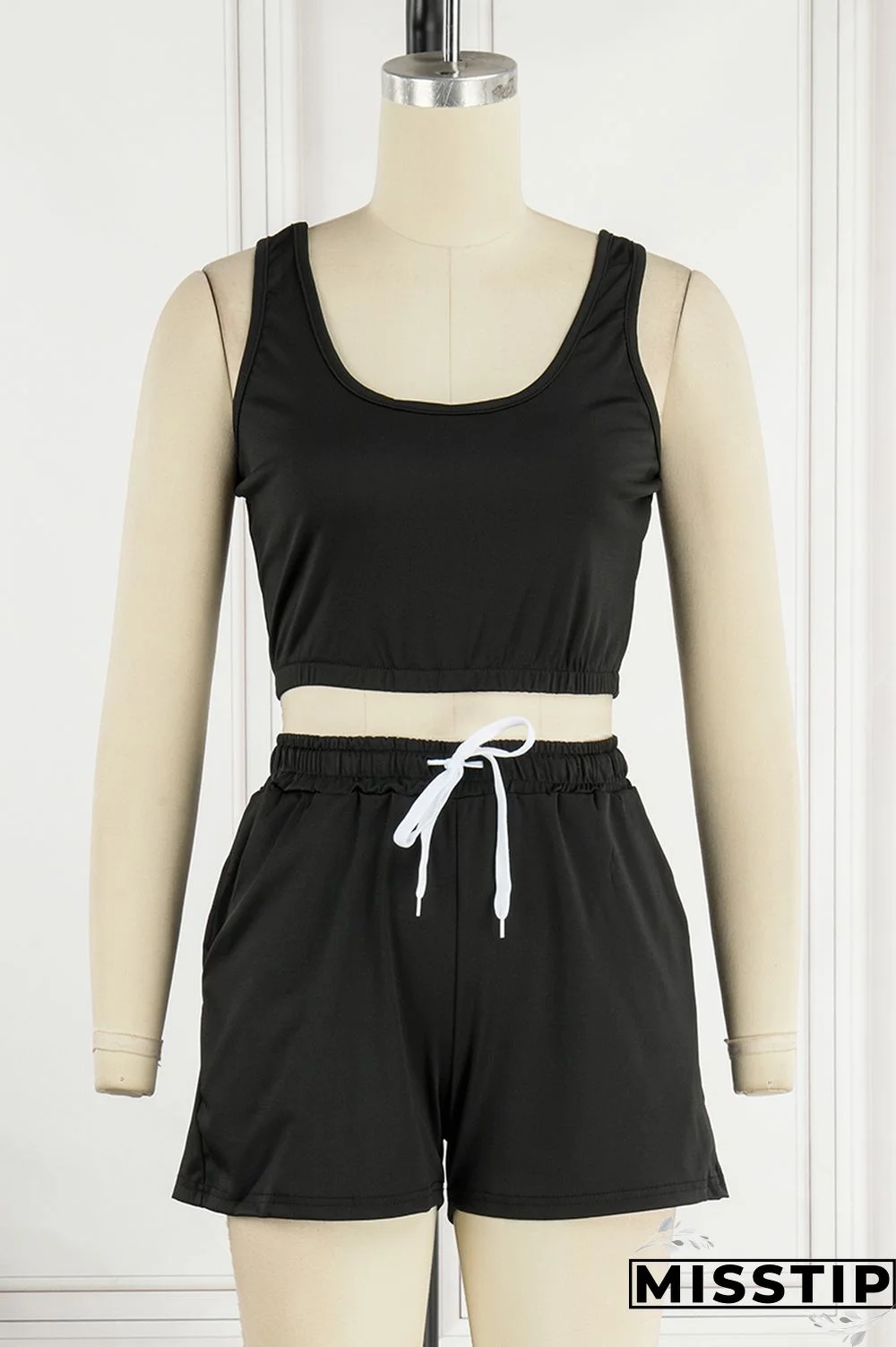 Orange Casual Solid Basic U Neck Sleeveless Two Pieces