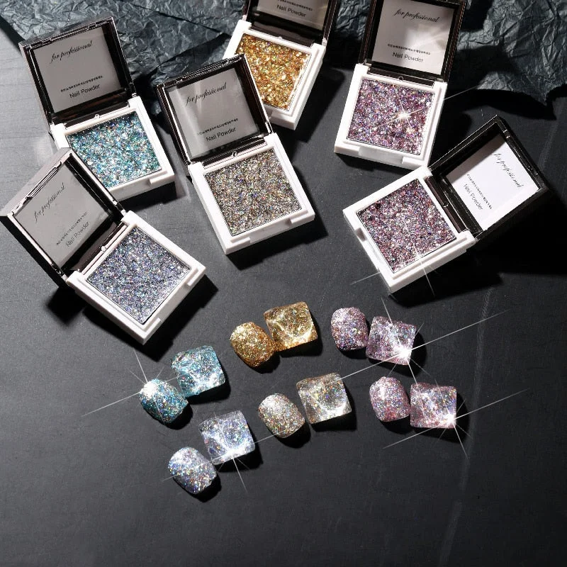 Nail UV Gel Polish Soak off Glitter Sequins Multi Color Solid Color Gel Glitter Palette Nail Art Decoration Gel Manicures Tool-Nail Inspo