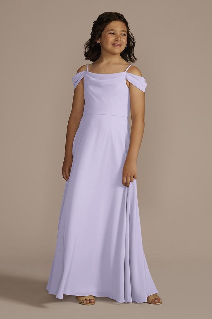 Daisda Simple Sleeveless Off Shoulder Spaghetti Straps Junior Bridesmaid Dress