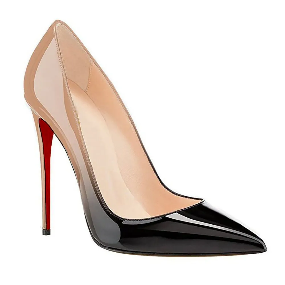 4.72"  Red Bottom Gradient High Heels Fashion Pumps Patent-vocosishoes