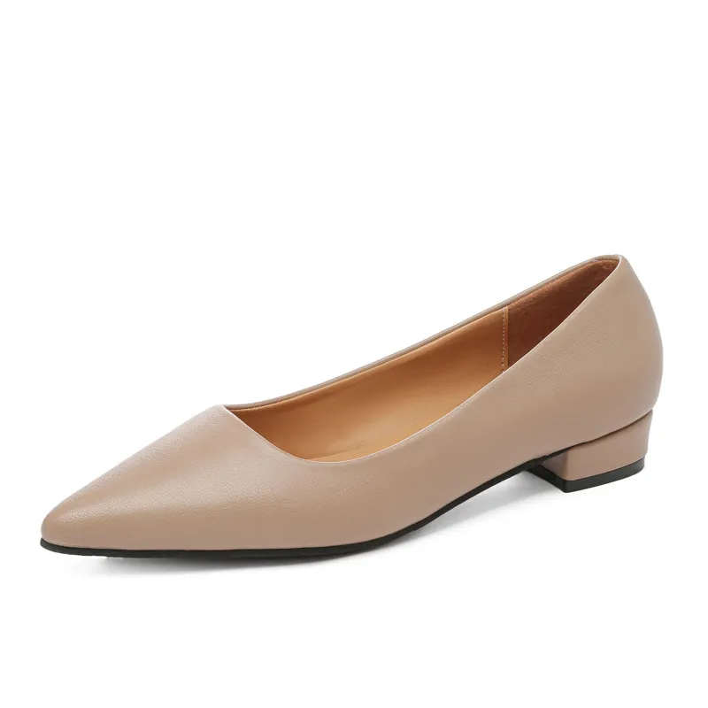 Breakj Breakj Pointed Light-Mouthed Square Heel Small Leather Shoes Women Business And Leisure Elegant Commute Single Shoes Fashion High Heels Women Four Seasons