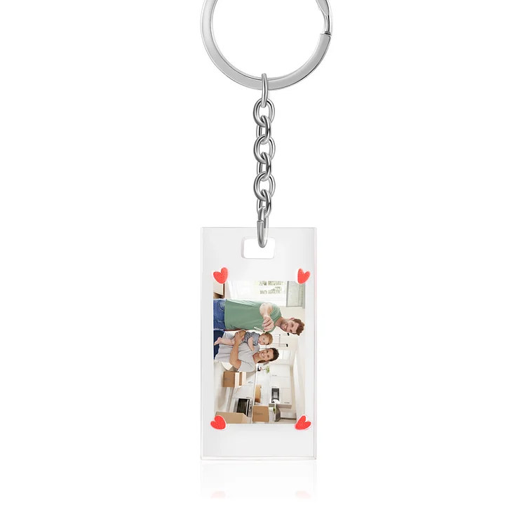 Photo Keychain Personalized 2 Photos Double-sided Keychain for Family