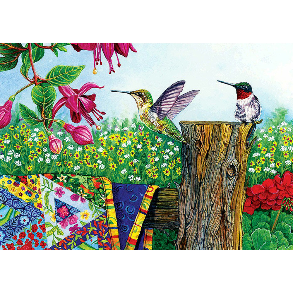 

40*30CM - Round Drill Diamond Painting - Birds and Flowers, 501 Original