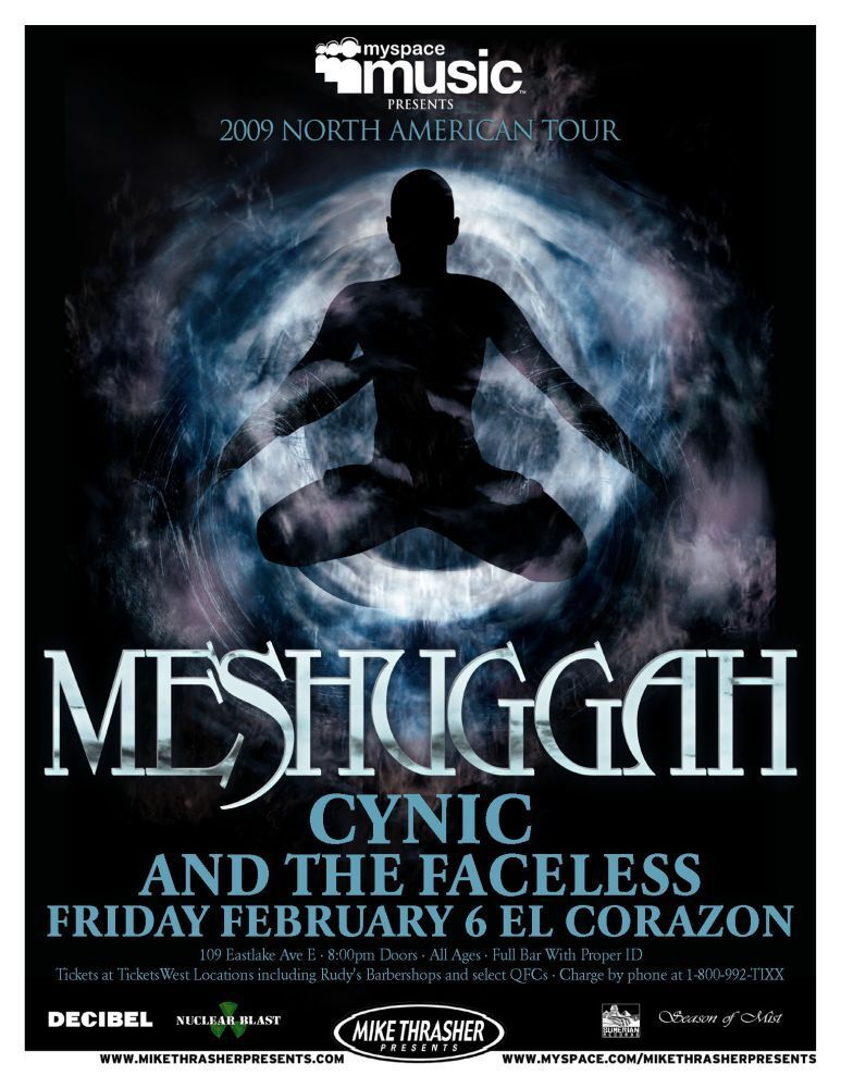 MESHUGGAH 2009 Gig POSTER Seattle Washington Concert