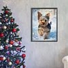 Petit Yorkie Dans La Neige Complète Rond Diamant Peinture 30X40CM