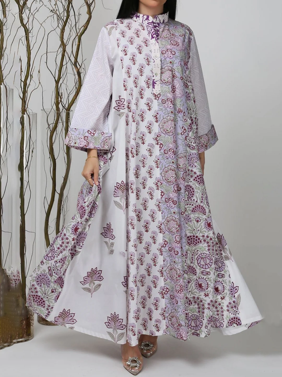 Stylish Premium Floral Print Robe Dress-inspireuse