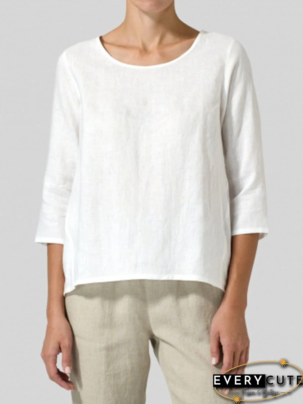 Women Casual 3/4 Sleeve Loose Tops Blouse Shirt