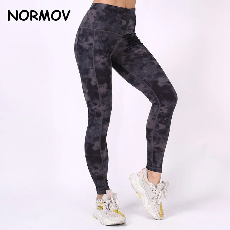 NORMOV Women Leggings Pockets Seamless Fitness Legging High Waist Push Up Elasticity Sport Pants Gym Gymwear Breathable Spandex