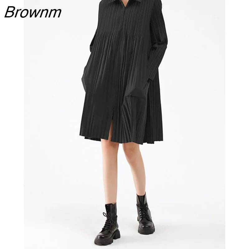 Brownm Trench Coat Mid-length Zipper Jacket 2022 New Fashion Casual Windbreaker Elegant High Quality Women's Winter Tops