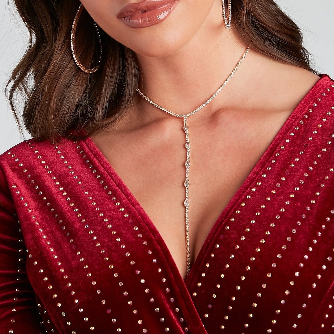 Isn't She Glam Rhine Evening Prom T-Necklace-VESSFUL