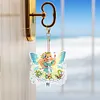 6Pcs Double Side Diamond Art Keyring Keychain Pendant for Home Decor (Cute Elfs)