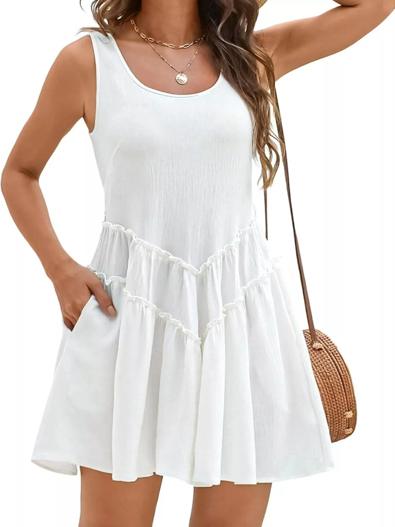 Round Neck Sleeveless Mini Dress mysite idetrend