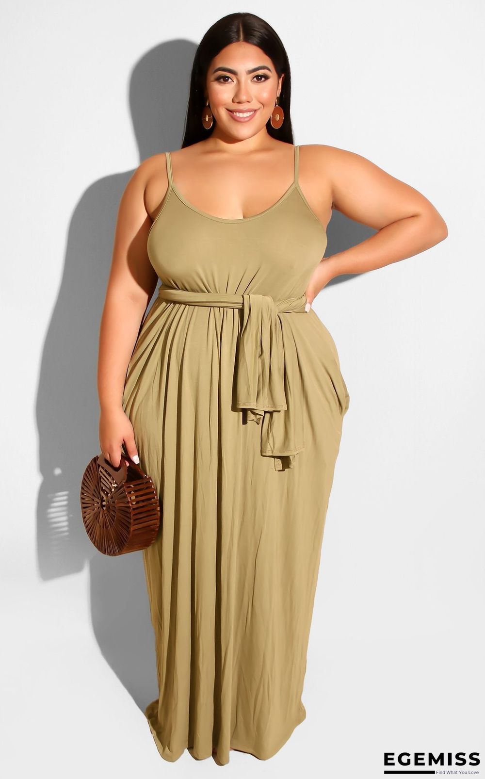 Casual Solid-colored Sling Dress Large Size Women's Wear Black Dresses | EGEMISS