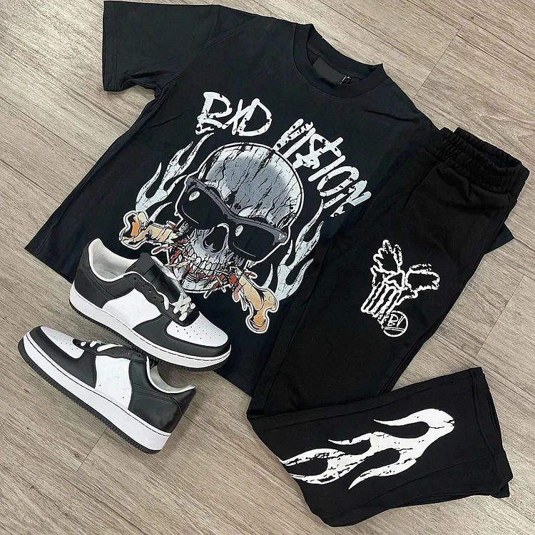 Wearshes Bxd Vision Skill T-Shirt And Flares Sweatpants Two Piece Set