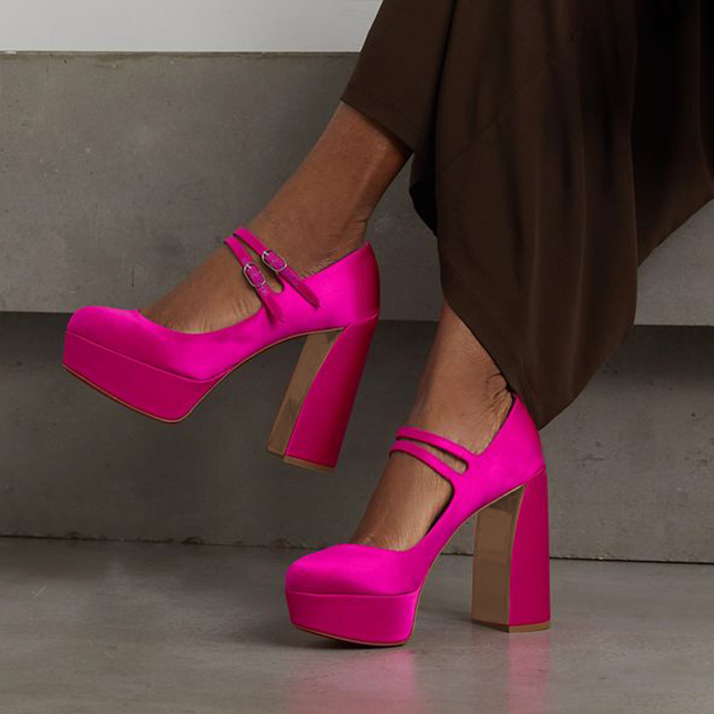 Fuchsia Platform Pumps Stain Fashion Party Women's Pumps