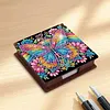 Rainbow Butterfly Wooden DIY Crystal Art Sticky Notes Holder (160 Blank Notepads) Diamond Painting Sticky Notes Dispenser Ideal for Home Office Supplies Handicrafts Gifts