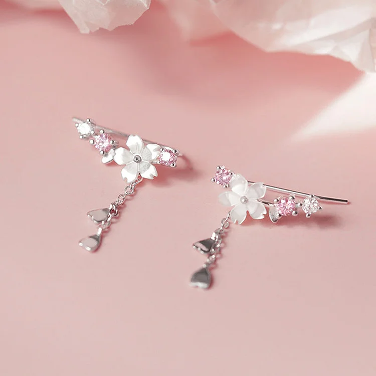 Kawaii White Sakura Earrings