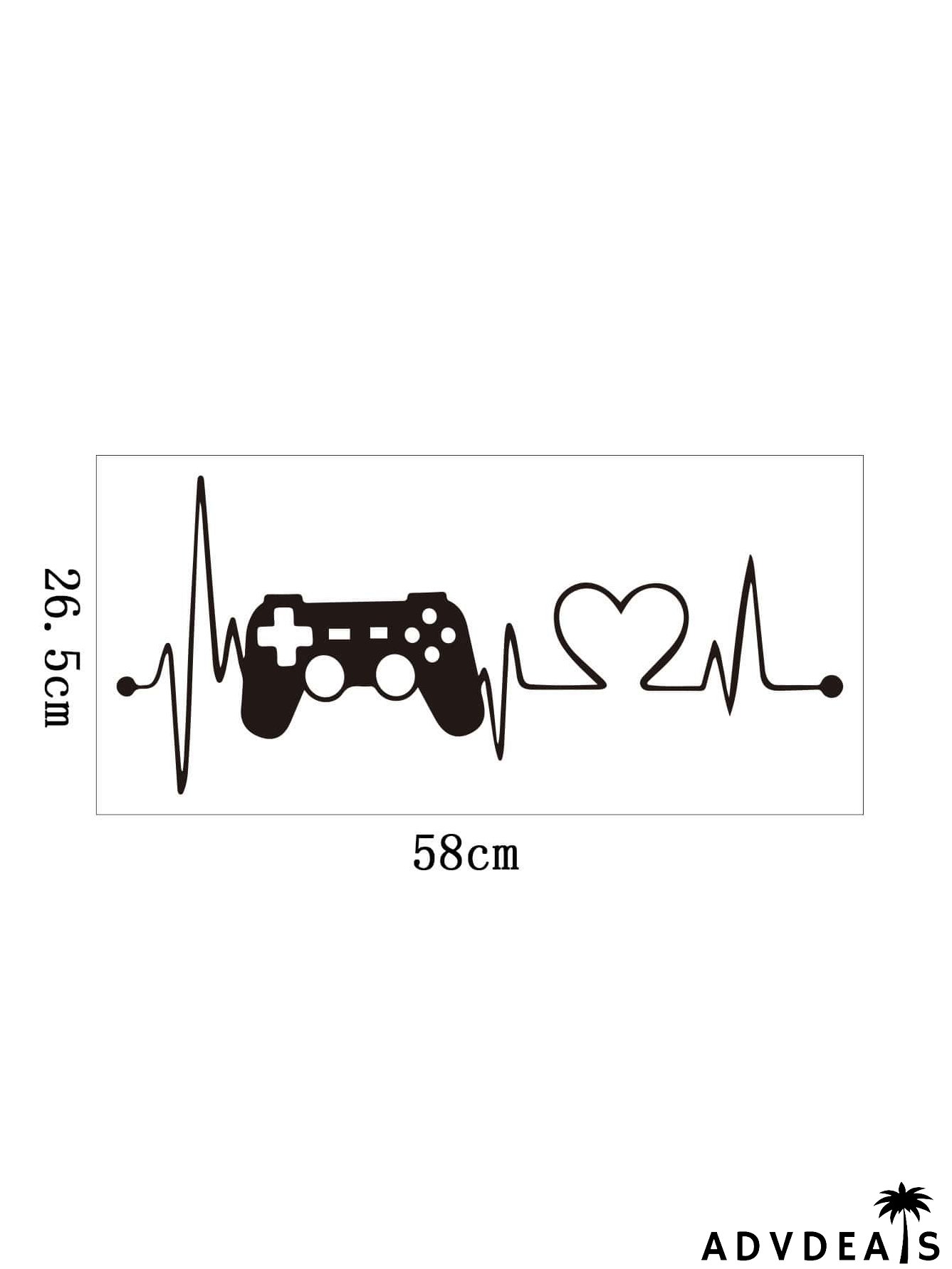 Gamepad & Heartbeat Print Wall Sticker
