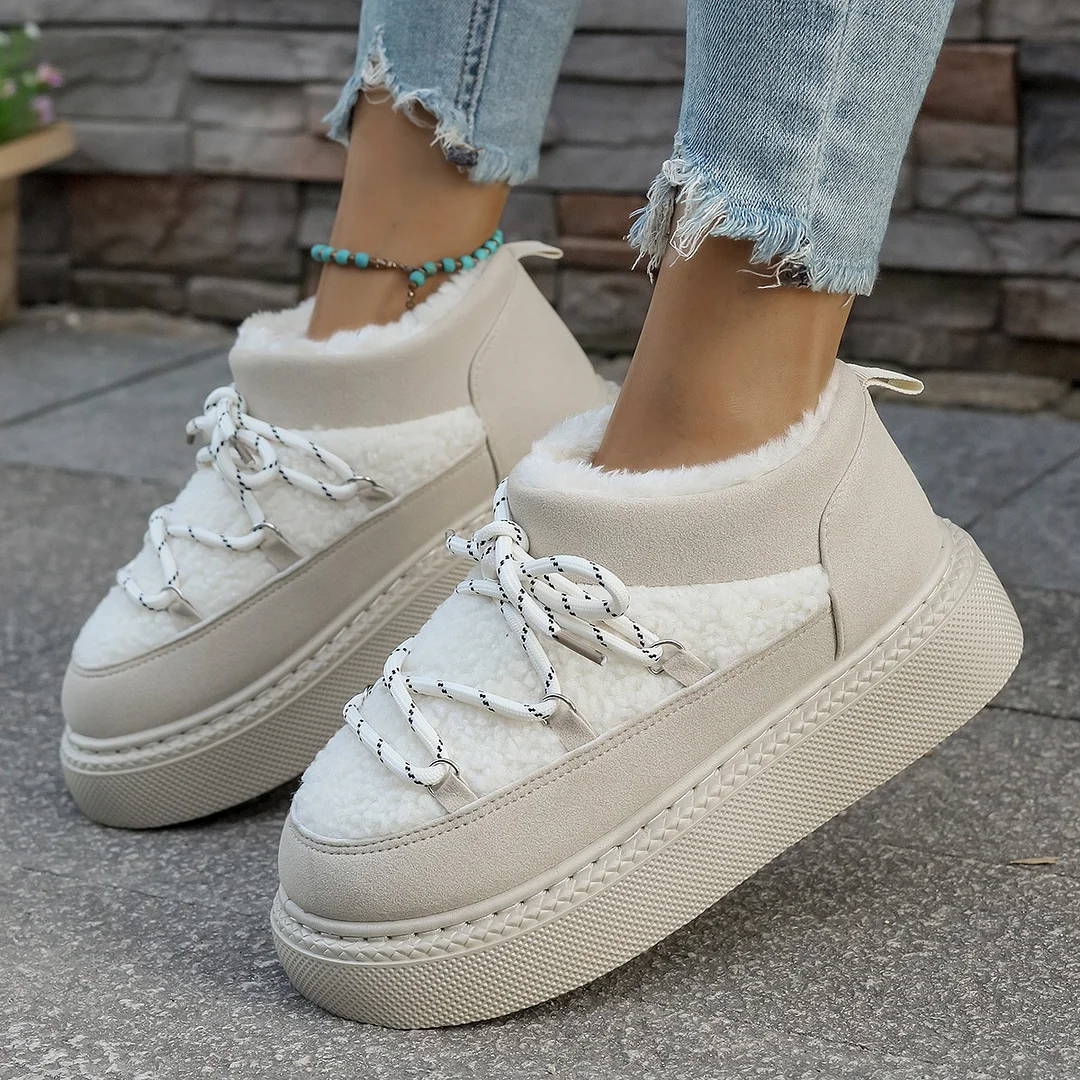 Breakj Breakj Bottom Cross Strap 2025 Autumn And Winter New Fashion Plus Thick Warm Short Barrel Pedal Tight Cotton Shoes