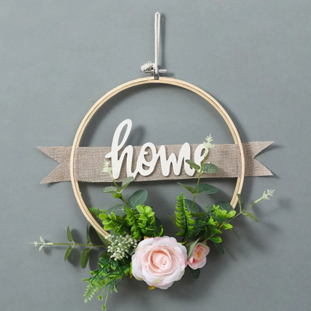 Simulation Eucalyptus Leaf Bamboo Circle Festive Decoration Garland