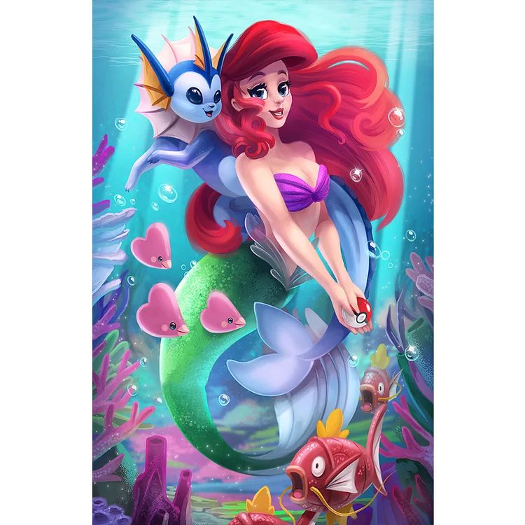 Mermaid Ariel And Miev - Printed Cross Stitch 11CT 50*75CM