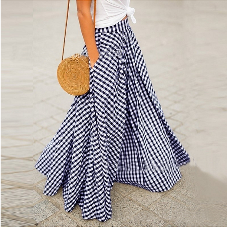 Wearshes Casual plaid loose skirt