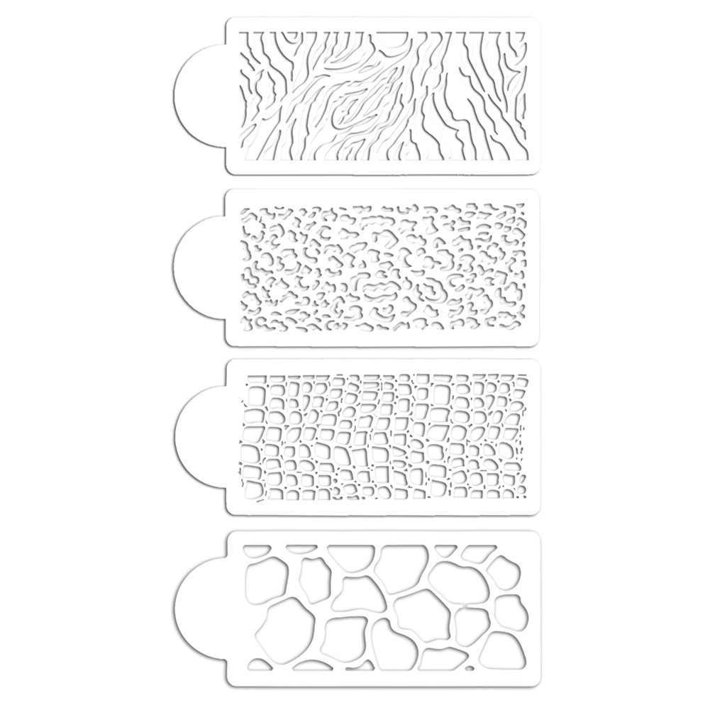 

4X Animals Skin Cake Stencil for Wedding Fondant Cake Decorating Tool Mold, 501 Original