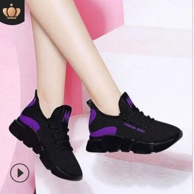 Women Breathable Platform Sneakers Fashion 2021 Spring New Lace-up Casual Shoes Women Vulcanized Shoes Black Shoes for Women