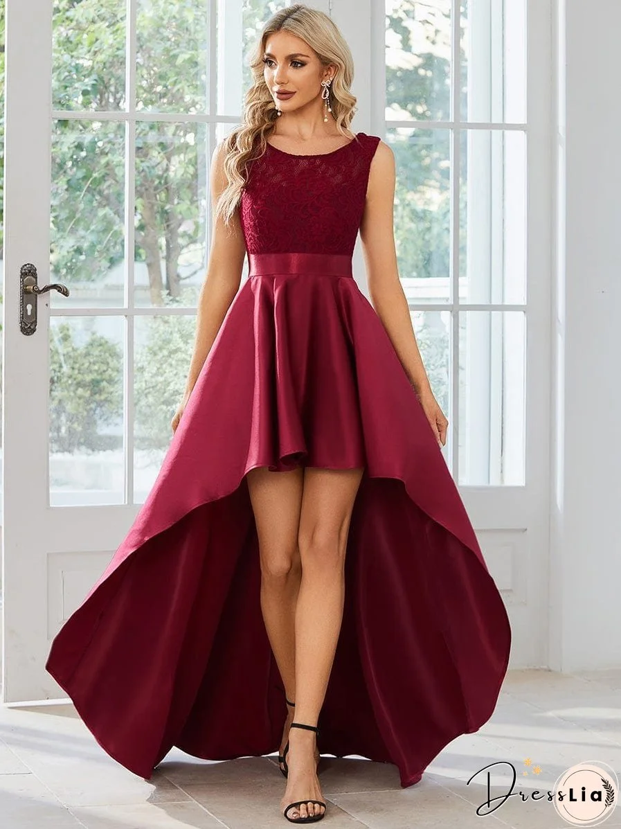 Elegant High-Low Lace Cocktail Dress