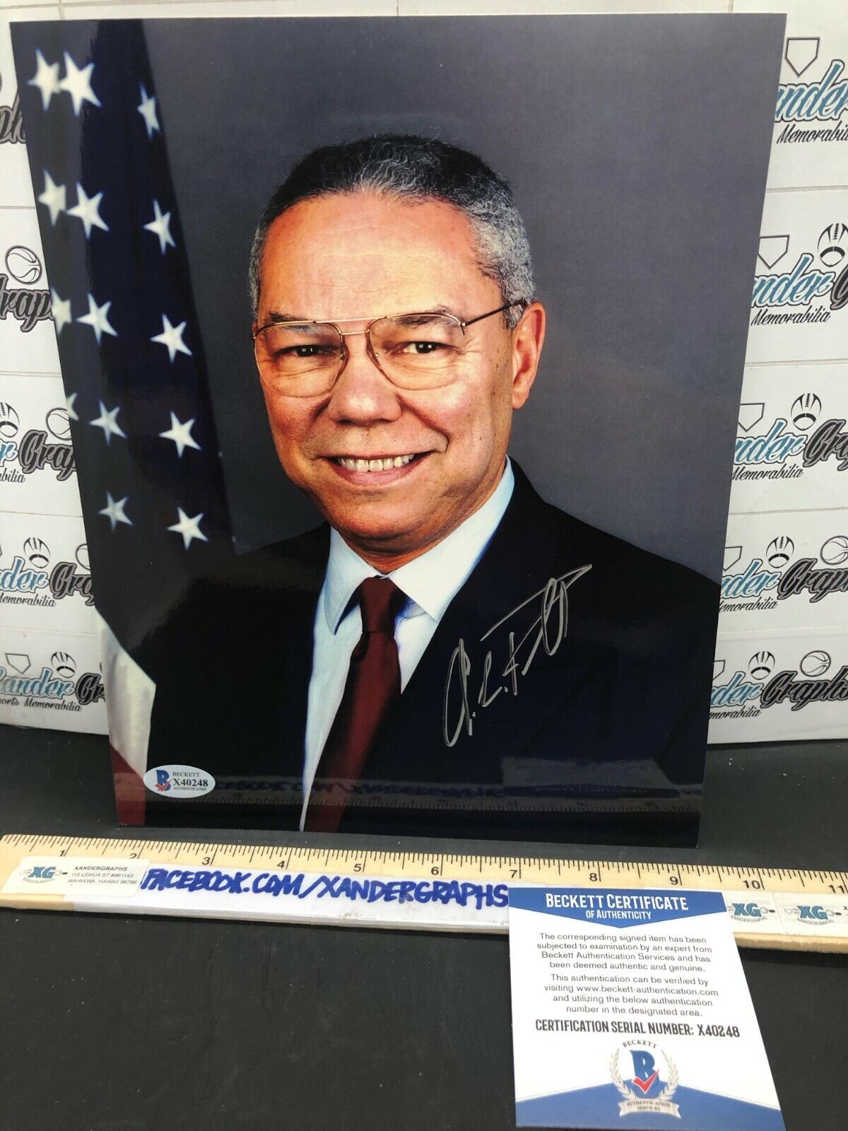 COLIN POWELL SECRETARY STATE SIGNED AUTOGRAPHED 8X10 Photo Poster paintingGRAPH-BECKETT BAS COA
