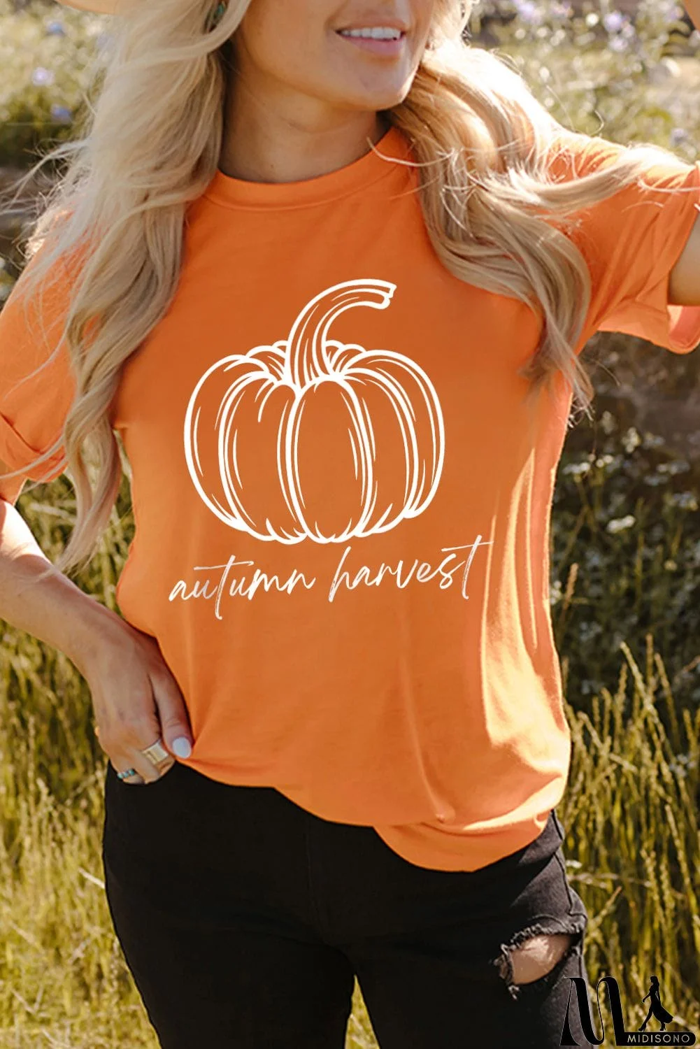 MidiSono - Autumn Harvest Pumpkin Graphic T Shirt