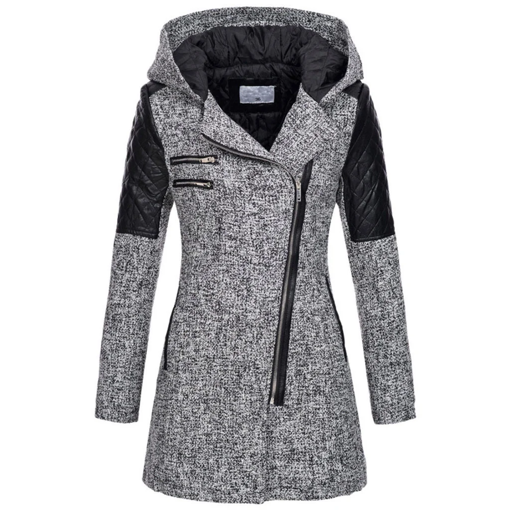 Nigikala Nigikala Explosion Of Women's Autumn And Winter Long Hooded Loose Zip-Chain Coat