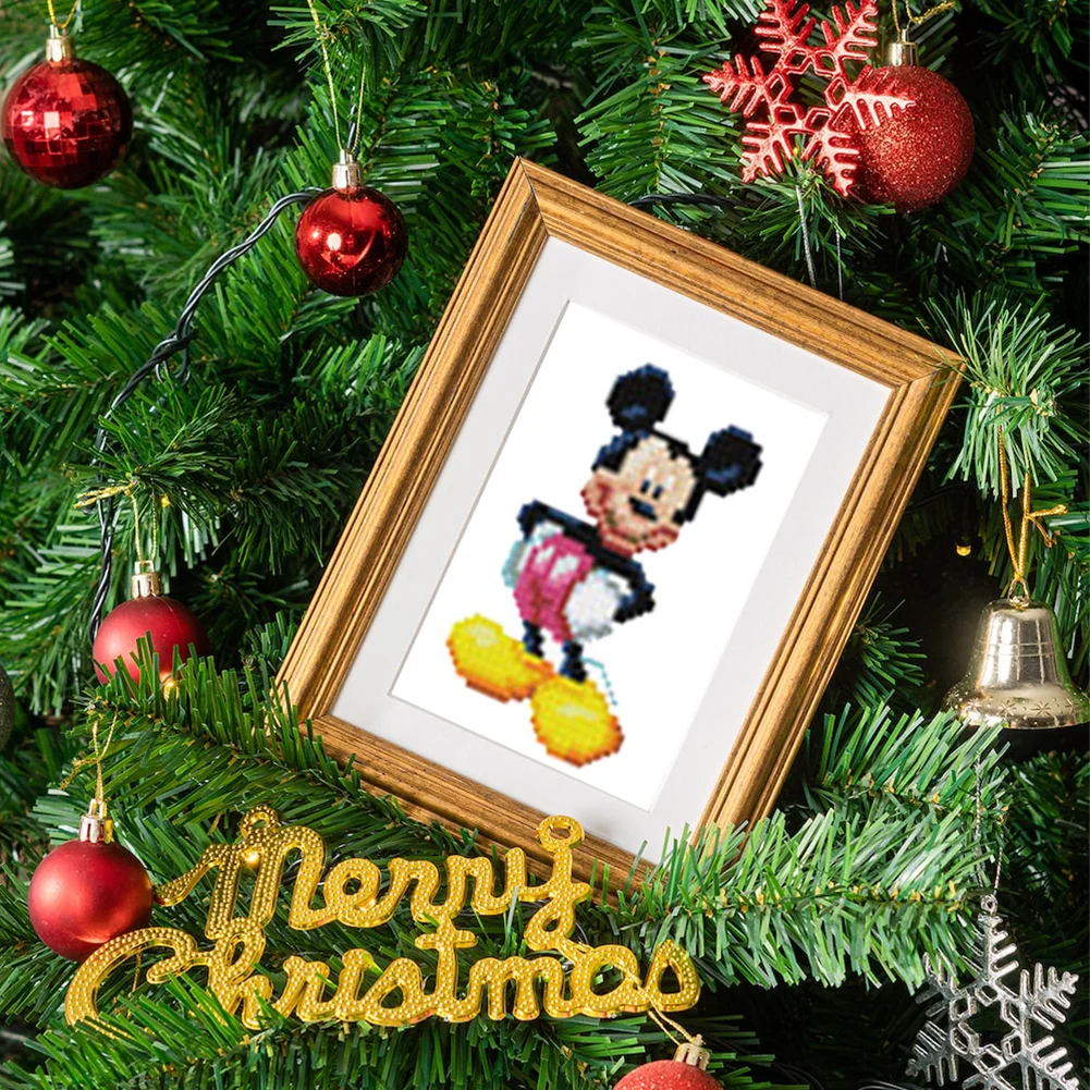 12pcs/a set 5D DIY Mickey Mini Square Diamond Painting for Desktop Decor No Frame(15*18cm)