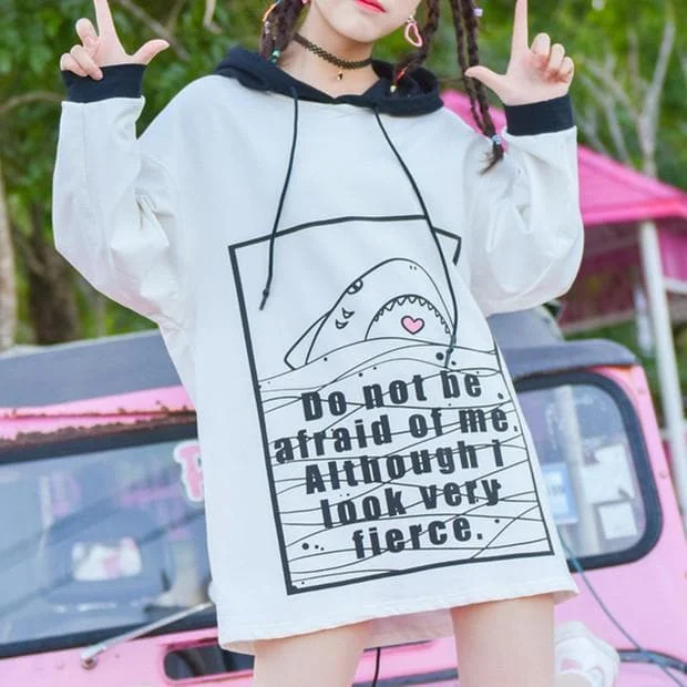 White Do not be Afraid of Me Hoodie Dress SP1811979