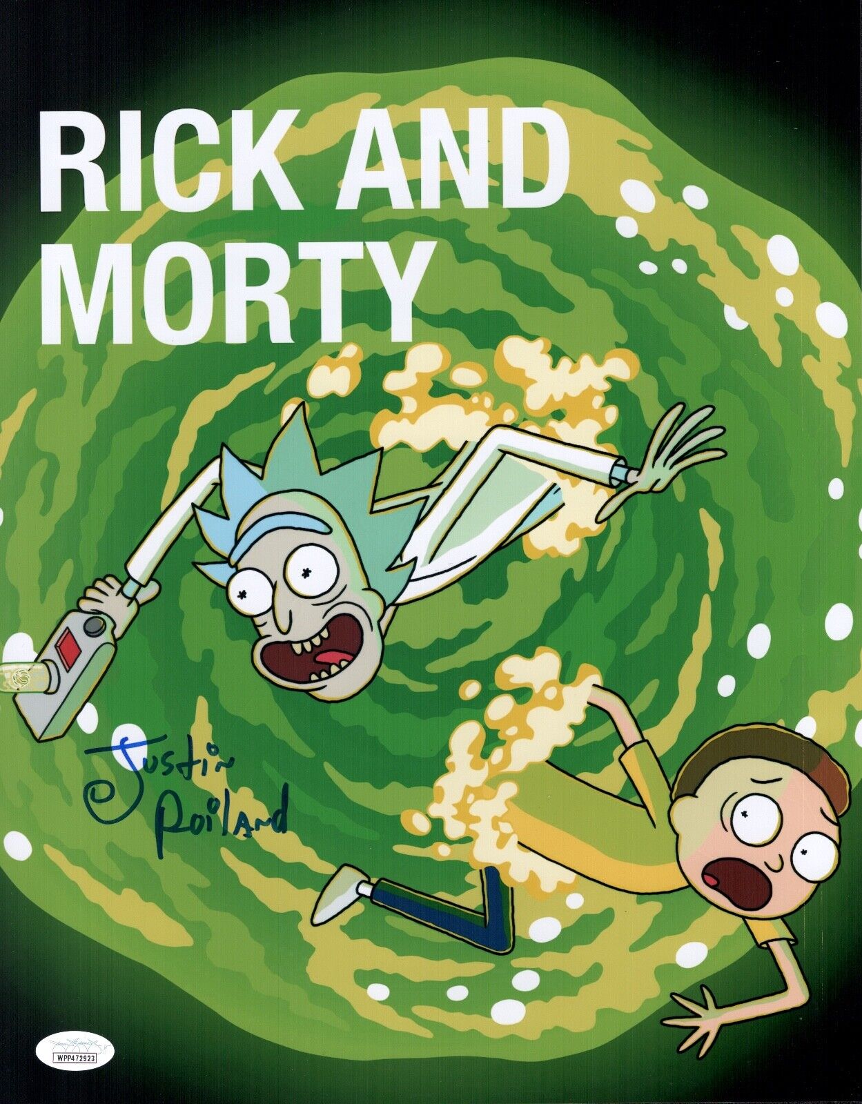 JUSTIN ROILAND Signed RICK & MORTY 11x14 Photo Poster painting Autograph JSA COA WITNESSED