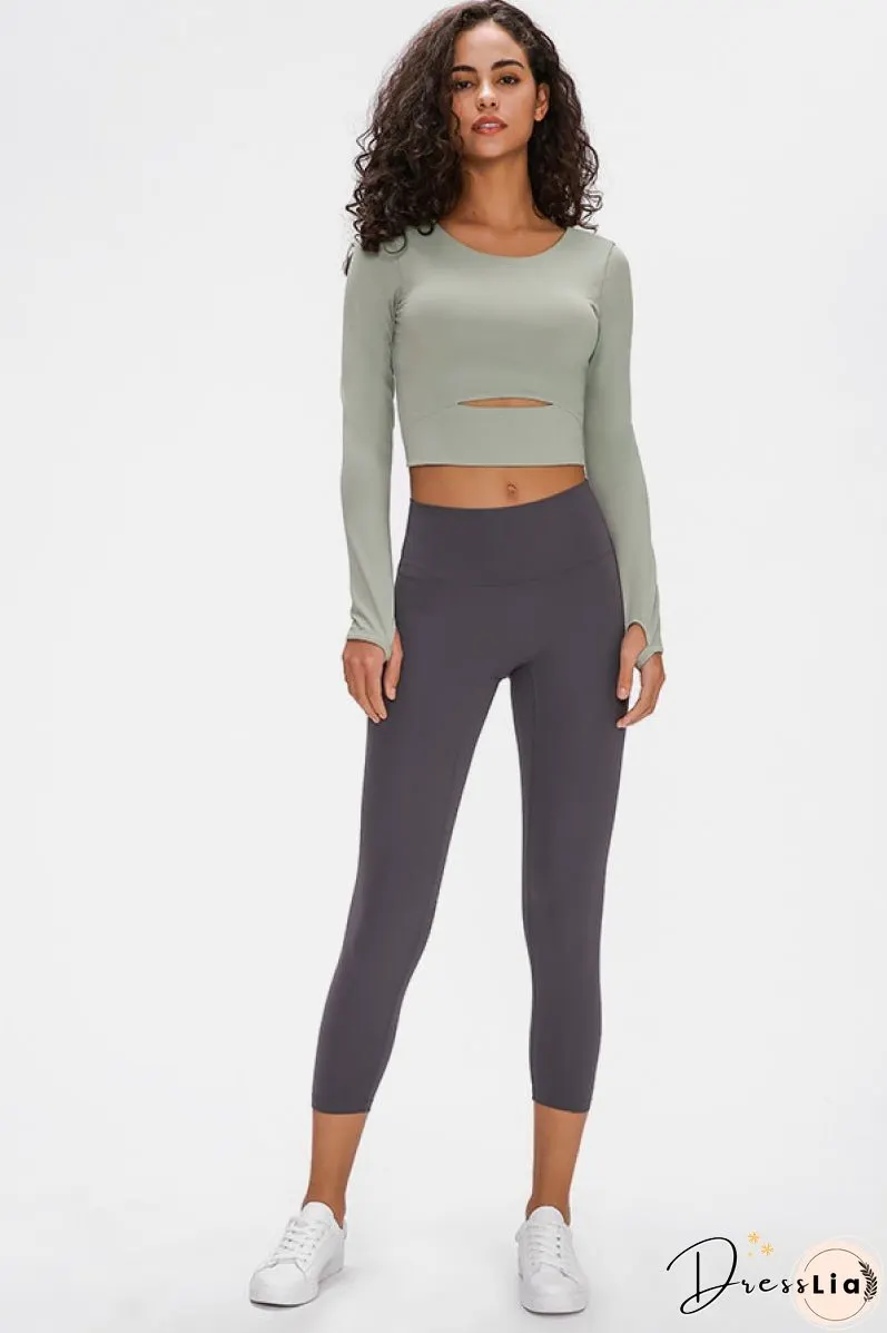 Long Sleeve Cropped Top With Sports Strap