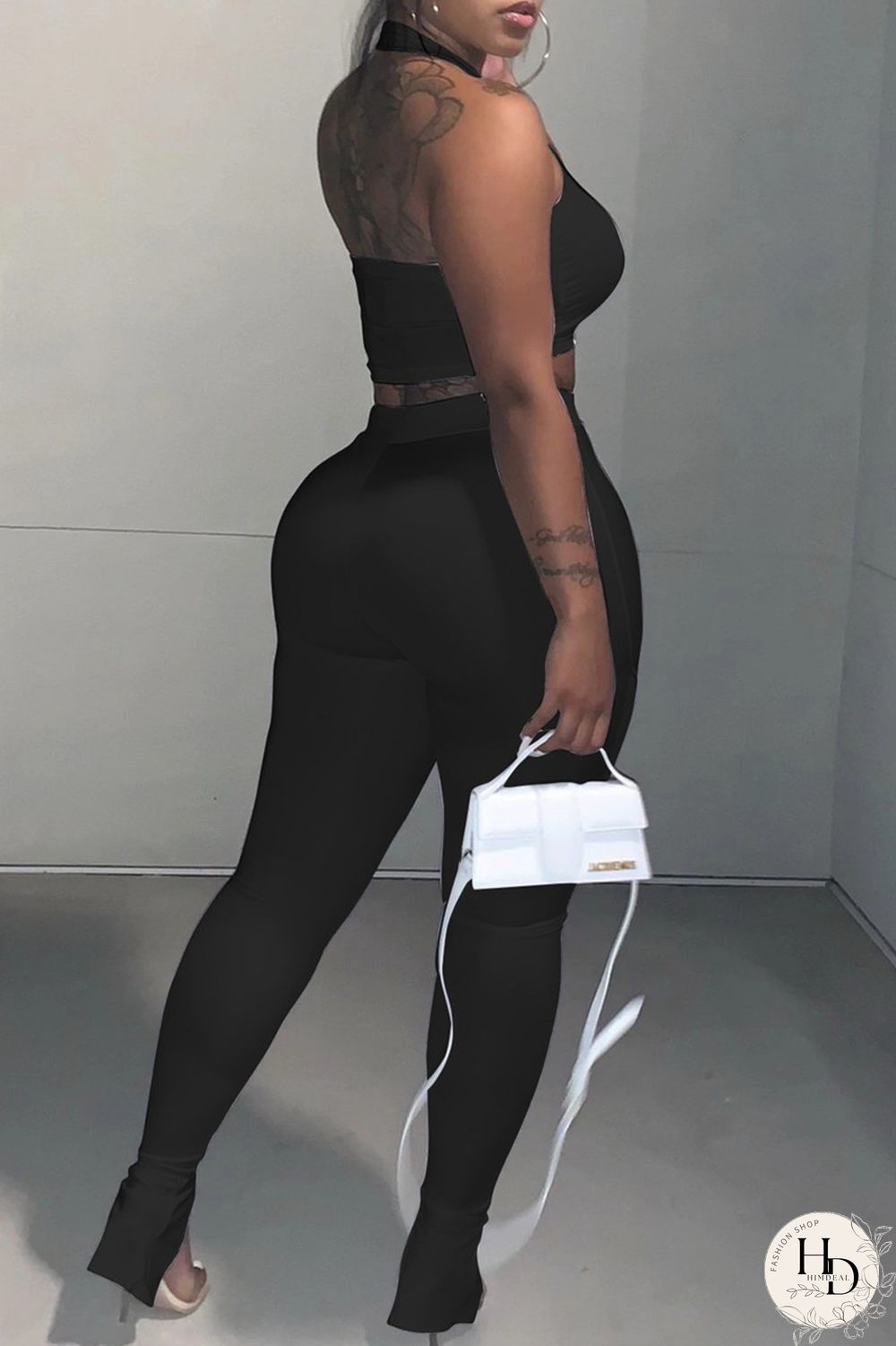 Red Sexy Casual Solid Backless Halter Sleeveless Two Pieces