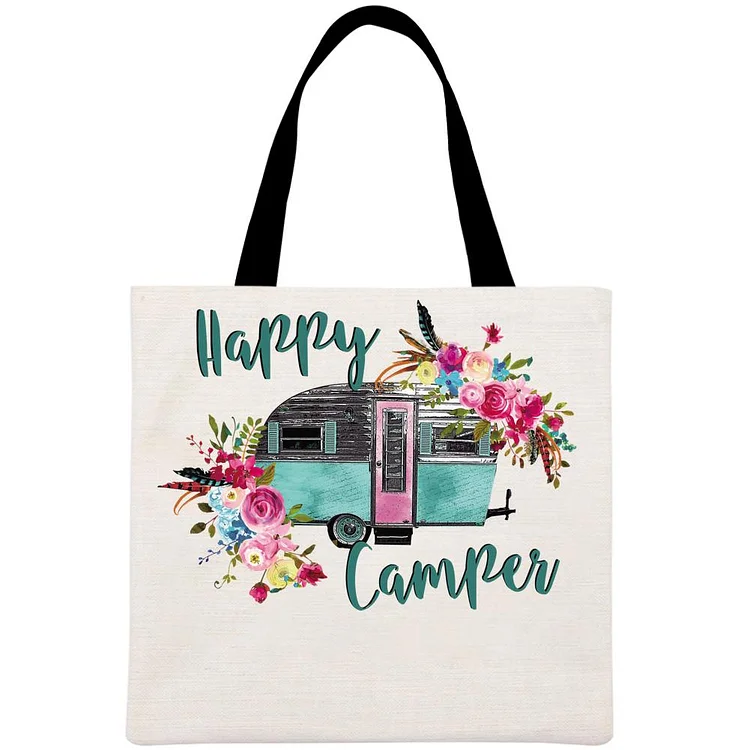 Happy camper Printed Linen Bag-Annaletters