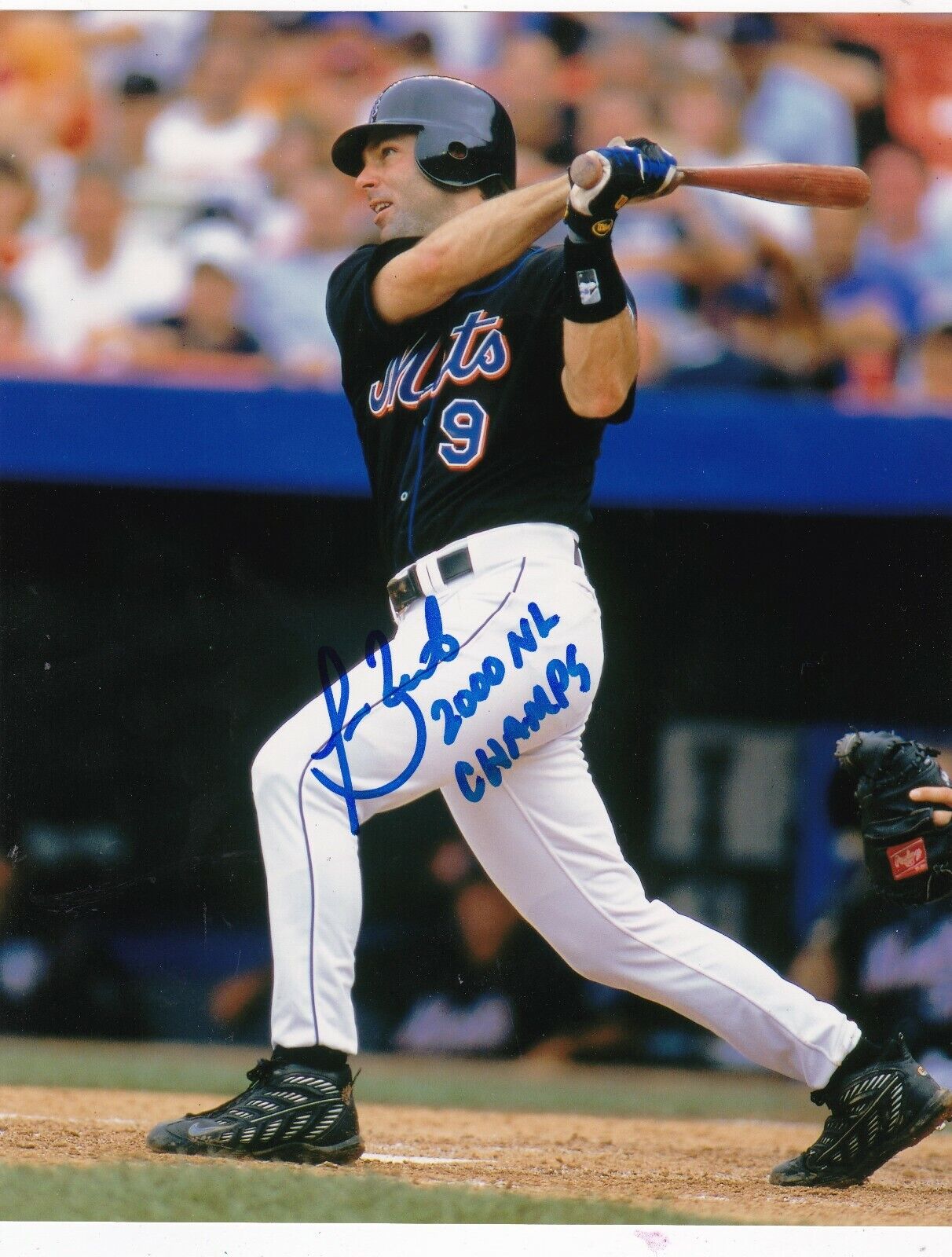 TODD ZEILE NEW YORK METS 2000 NL CHAMPS ACTION SIGNED 8x10