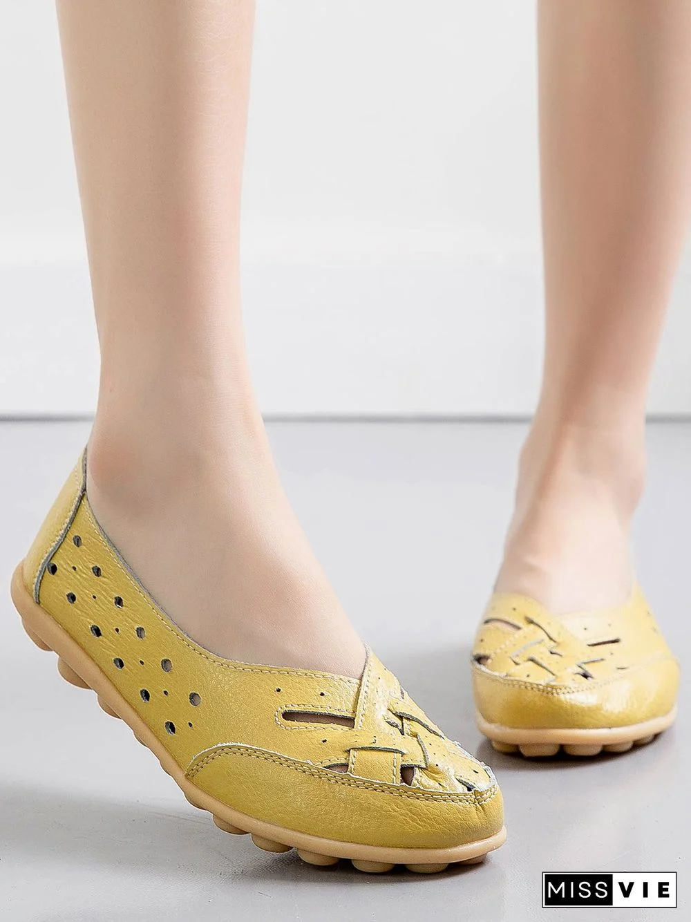 Hollow Leather Soft Sole Shoes