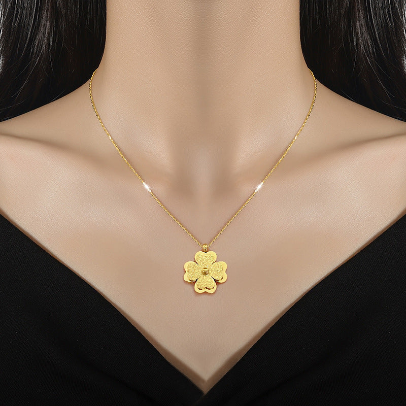 Cartoon Flower Gourd Geometric Titanium Steel Electroplating Necklaces