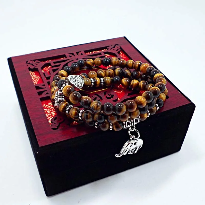 Tiger Eye Elephant Protection Courage Strength Bracelet