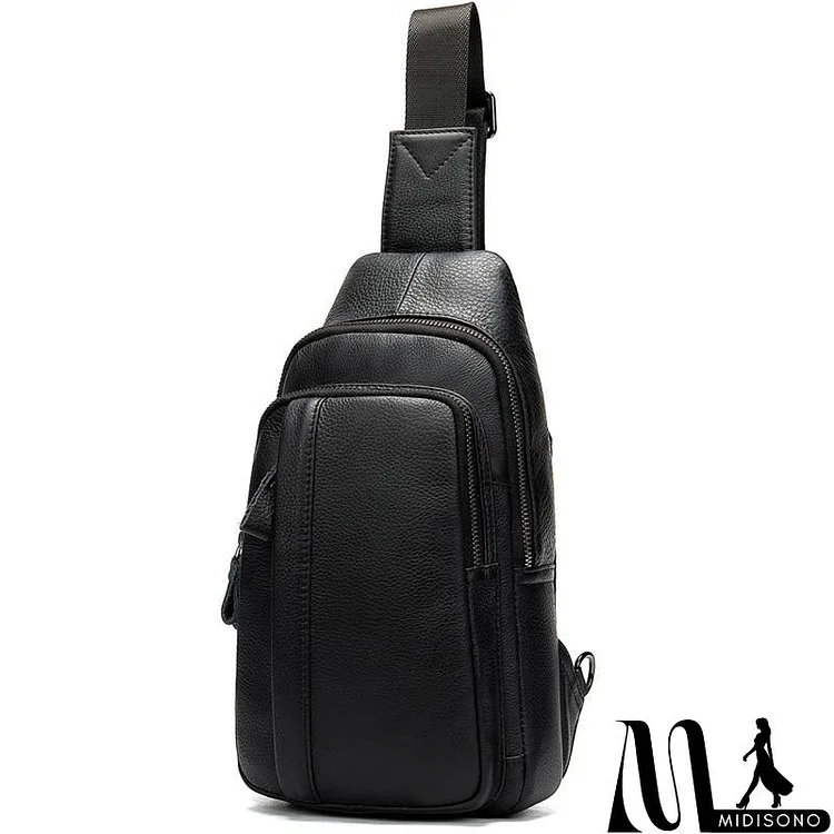 Great Quality Soft Handle Waterproof Genuine Leather Chest Bag Sling Backpack